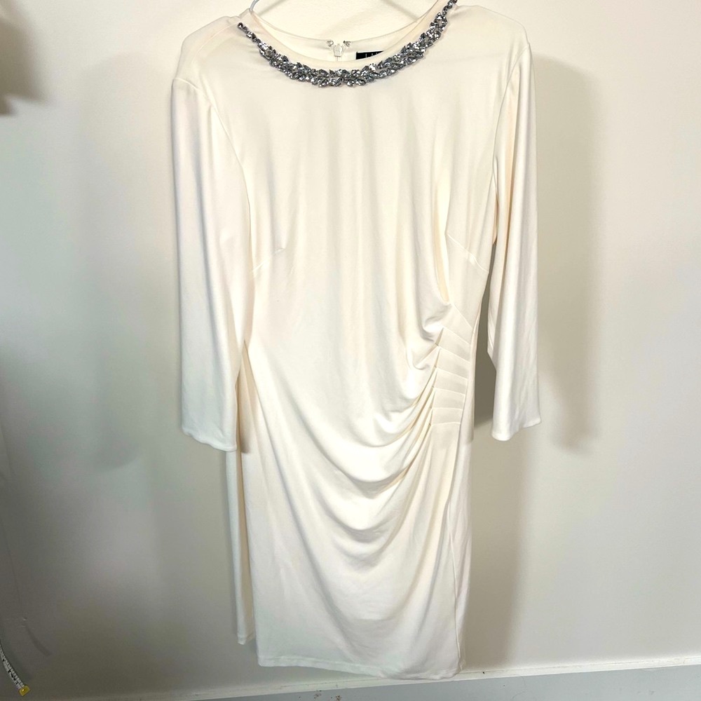 Lauren Ralph Lauren Winter White Rhinestones necklace Dress US 12